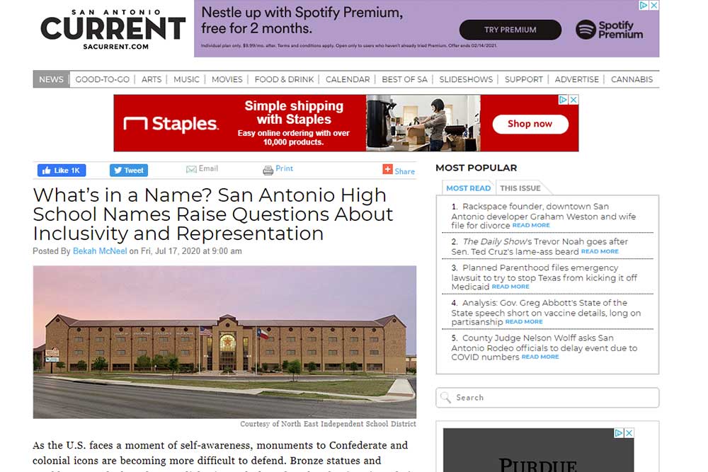 What’s in a Name? San Antonio High School Names Raise Questions About Inclusivity and Representation