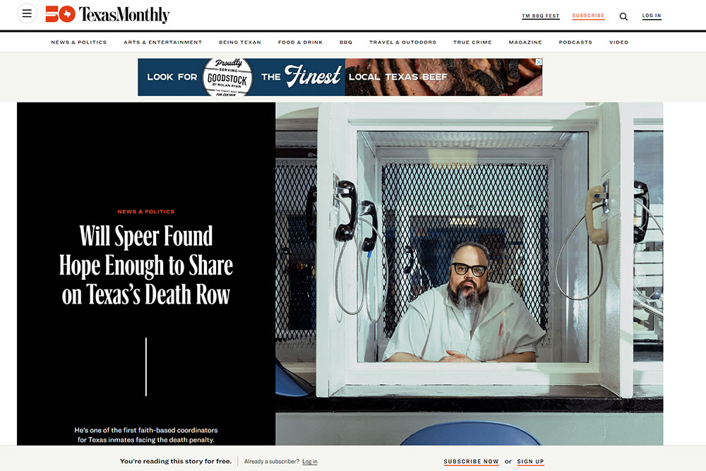 Will spear found hope enough to share on Texas's Death Row